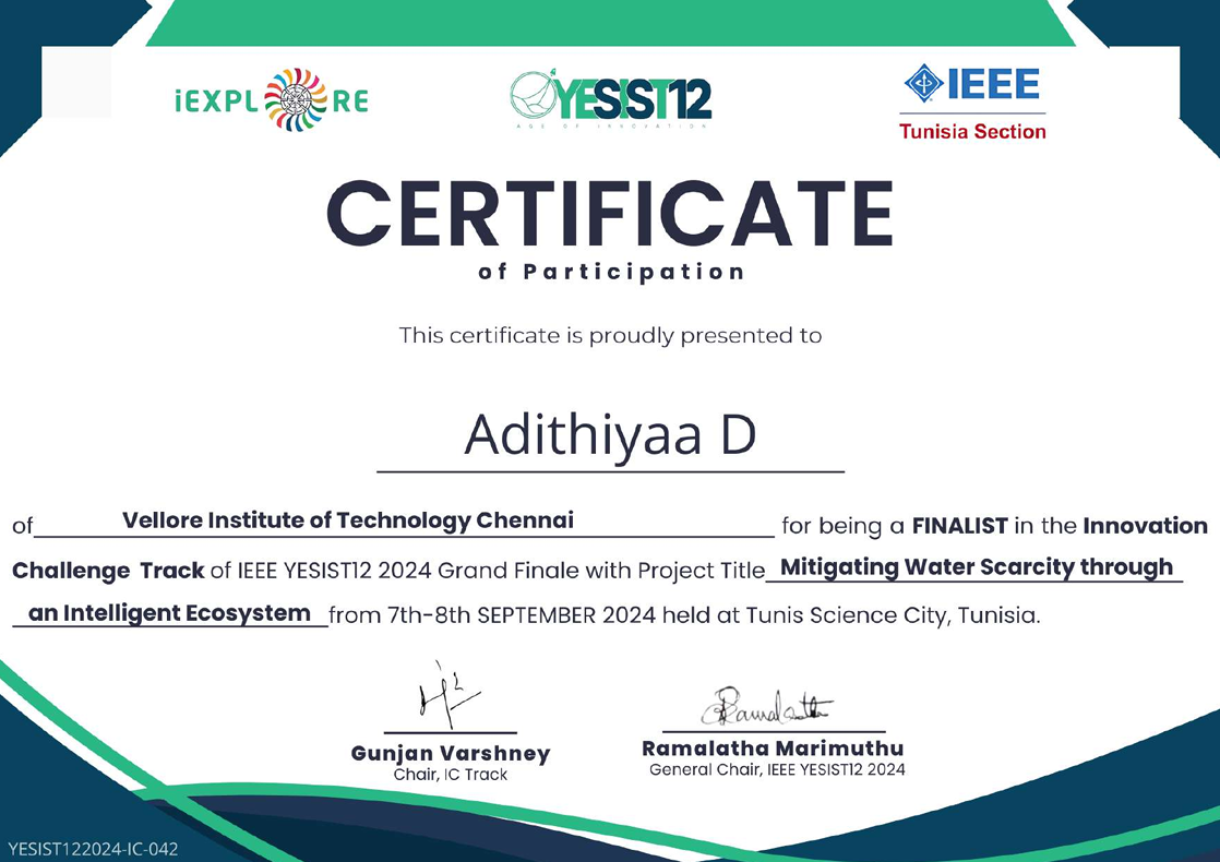 IEEE Yesist12 Grand Finale Certificate